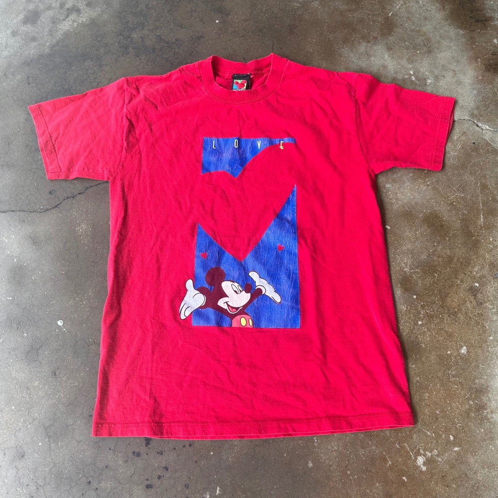 Brazos Mickey Mouse T-Shirt Mens Medium Red Excellent Vintage 90s USA Made